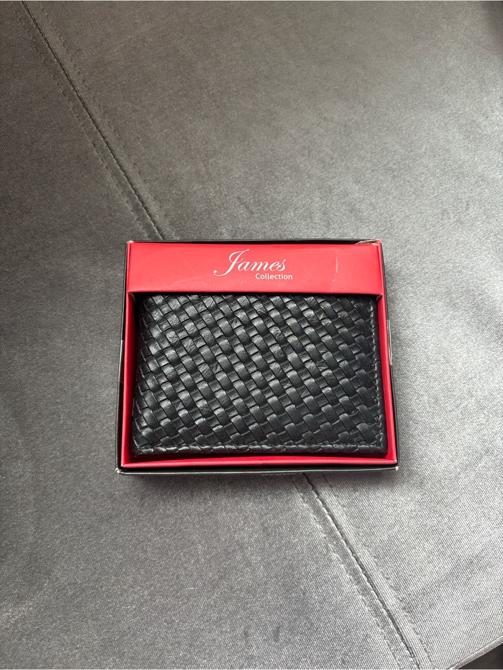 JM Collection Black Woven Leather Card & Key Holder